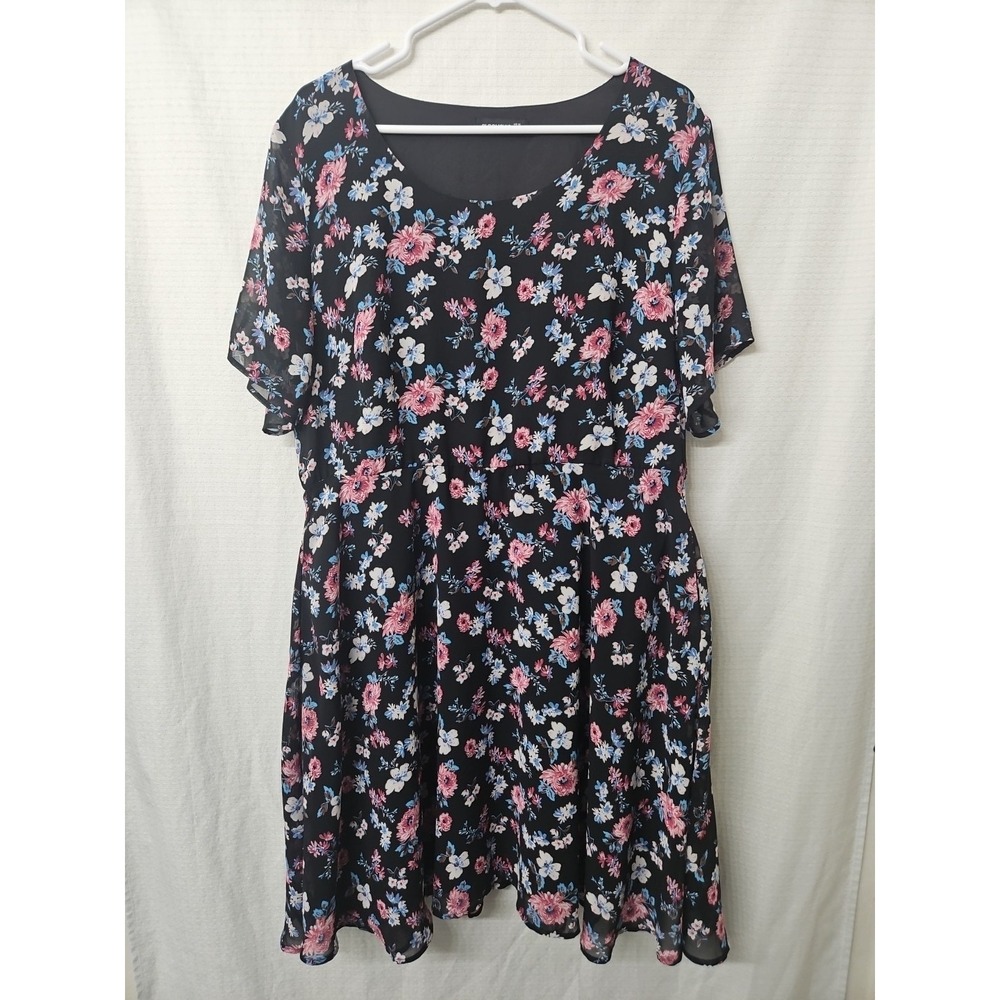 Womens Sz 16 Bloomchic Black Floral Sheer Dress Cottagecore Boho Whimsigoth